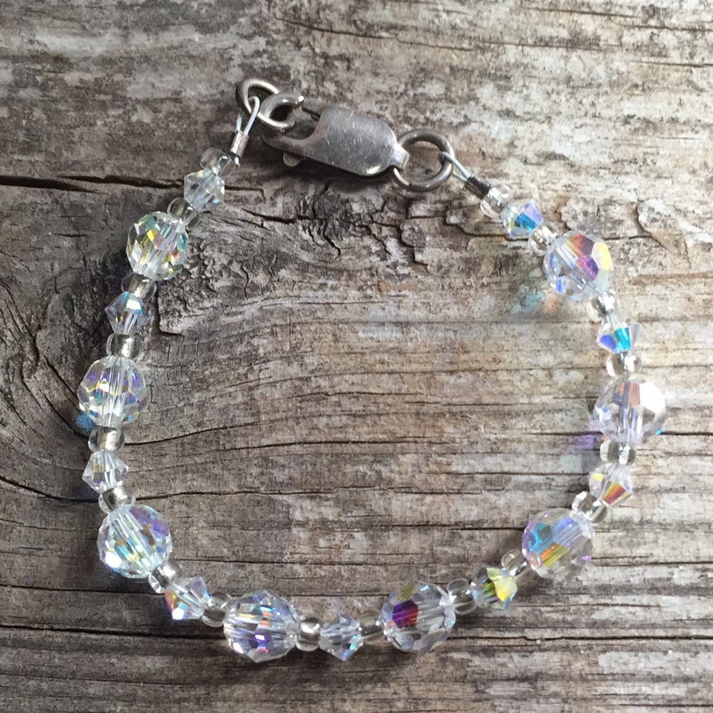 Sterling silver crystal beaded baby bracelet